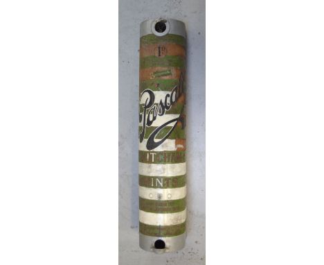 A vintage Pascall Mitcham mints dispenser with alternating green and white painted stripes, height approx 74cm.