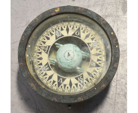 An Iver C Weilbach & Co of Kobenhavn, Netherlands ship's compass, diameter 24cm.