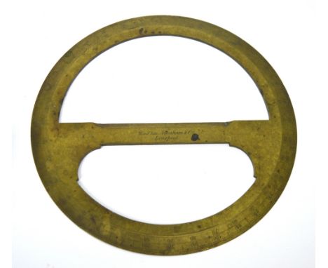 A 19th century Abraham & Co of Liverpool brass protractor, diameter 23cm.