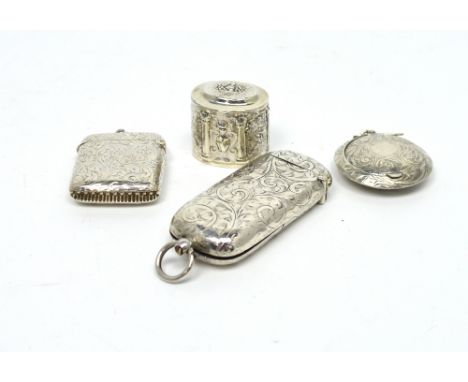 A George V hallmarked silver vesta case and combined sovereign case, Chester 1912, a hallmarked silver vesta case, Birmingham