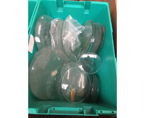 A box of antique clock glass  