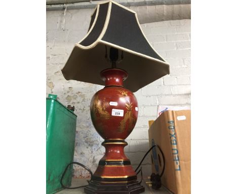 A chinoiserie Japanese lamp with shade.  