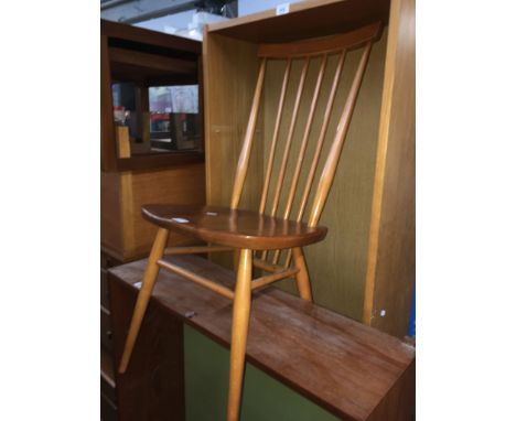 A vintage Ercol light beech and elm chair, height 93cm, width 24cm and depth 48cm.  