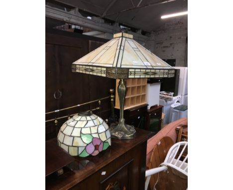 A Tiffany style table lamp (height 55cm) and a Tiffany style light shade.  