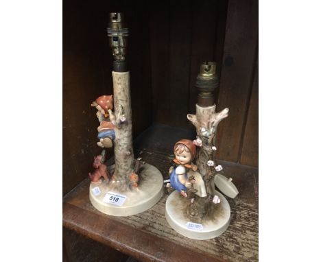 2 Hummel lamps -Produced 1960-72  Larger one broken - both need rewiring
