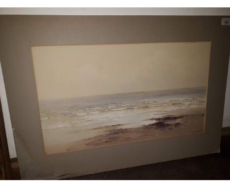 20th century school, watercolour, seascape, 54cm x 31cm, signed 'L Warden 1919' to lower right, unframed, window mounted.  
