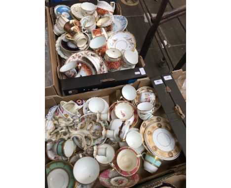 Two boxes of vintage china teaware etc.  