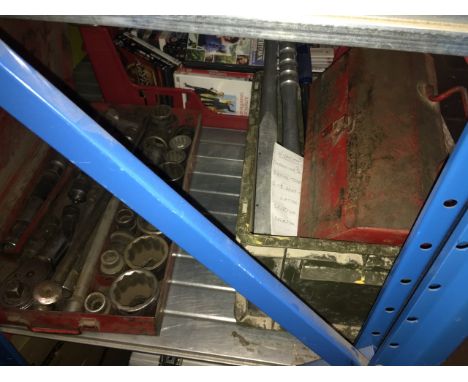 Box of tools equipment. Including Stahlwille 3/4 Drive socket set, Britool torque multiplier, 3 1/2 drive torque wrenchers, L