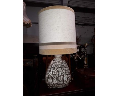 A retro earthenware table lamp, height 77cm.  