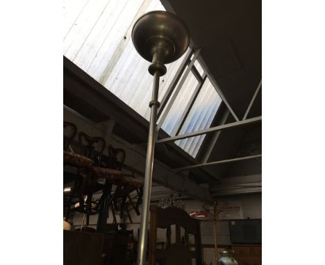 A retro mid 20th century aluminium standard lamp/ uplighter, height 161cm.  