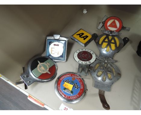 A selection of vintage motor club automobile badges including some local related, Lytham St. Annes, RAF Astra, AA etc