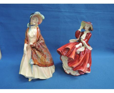 Two Royal Doulton figurines, Paisley Shawl HN1987 & Top O' The Hill HN1834