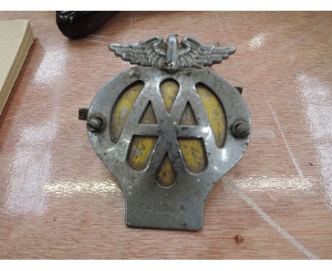 A vintage motor club automobile car badge AA 