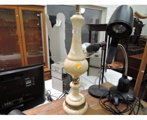 A marble table lamp