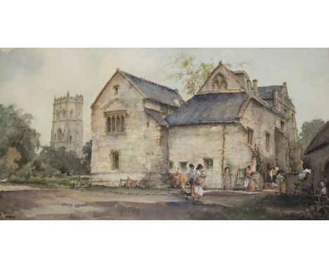 •ERIC RICHARD `DICK` STURGEON (1920-1999) MUCHELNEY ABBEY Signed, watercolour 34.5 x 65cm. ++ Needs a light clean