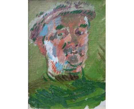 •RONALD OSSORY DUNLOP, RA (1894-1973) OLD GERRY, A PROMISING GOLFER! Oil on canvas laid on board 23.5 x 16.5cm. Provenance: F