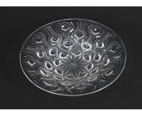 LALIQUE BOWL - BULBES a clear glass bowl designed with bulbs radiating out from a central flower. Etched mark to the centre, 