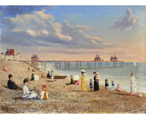 CONRAD WISE CHAPMAN (American, 1842-1910) ELEGANT FIGURES AT THE BEACH (TROUVILLE?) A near pair, both signed and dated 1878, 