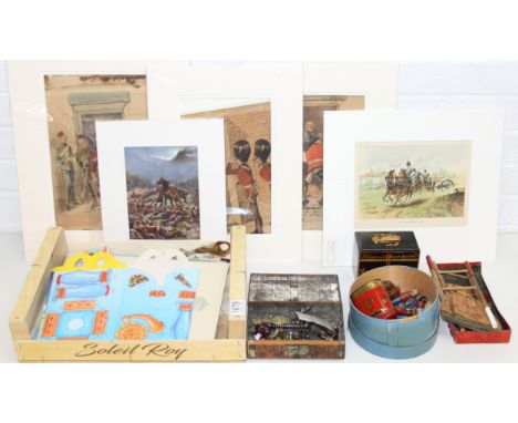 Qty of vintage advertising items and other curios, to incl marbles, playing cards, Cunard White Star dining menus from 1940s,