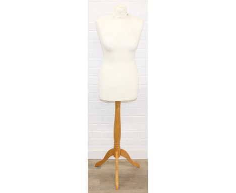 Tailors female mannequin on wooden stand, 145cm H