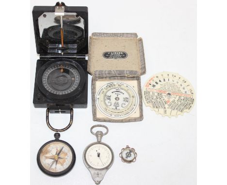 Qty of assorted interesting scientific items to inc a rare Negretti &amp; Zambra Pocket Forecaster, patent number 6276/15, wi