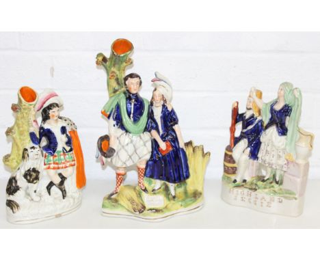 Three Staffordshire Figures - A 19th century Staffordshire figure titled Highland Jessie, Ref: Pugh C figure 266, c.1857, Bur