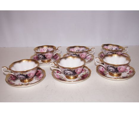 Royal Albert Tourmaline summer bounty series 6 cup &amp; 6 saucers (Seconds)
