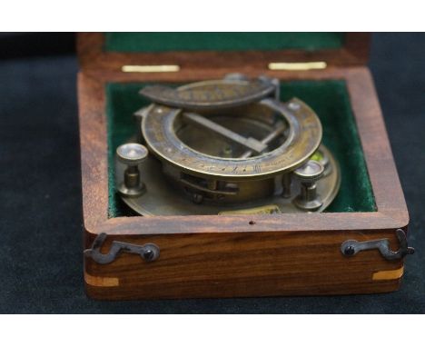 Boxed brass sundial &amp; compass J.H Steward London 
