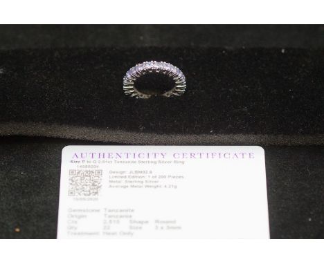 Sterling silver tanzanite ring Size P with coa 