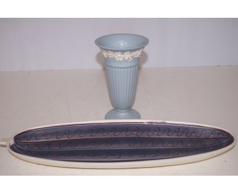 Poole pottery dish together with a Wedgwood vase 