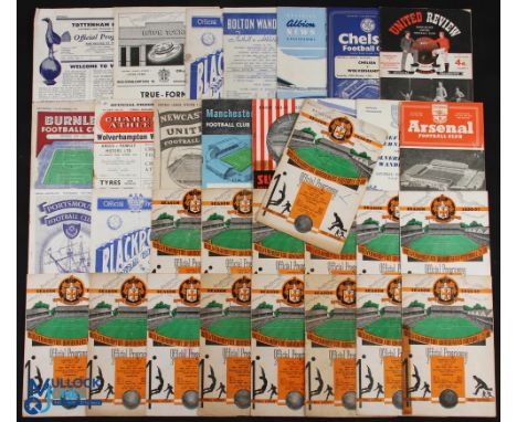 1956/57 Wolverhampton Wanderers programmes homes Manchester Utd, Chelsea, Bolton Wanderers, Blackpool, Preston NE, Birmingham