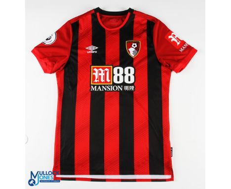 Jefferson Lerma No 8 AFC Bournemouth 2019/20 home match issue football shirt - in red and black, Umbro / 88 Mansion, Premier 