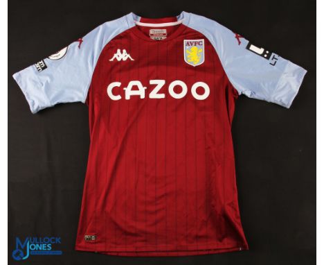 Ollie Watkins No 11 Aston Villa 2020/21 home match issue football shirt - in claret, Kappa / Cazoo, LT Com sleeve badges, siz