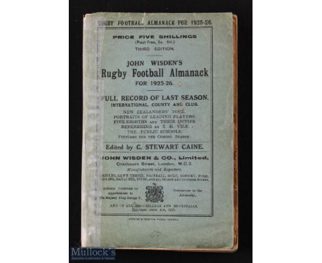 Scarce 1925-26 Wisden Rugby Football Almanack: Third &amp; last in of a run of just three seasons. All contents whole and goo