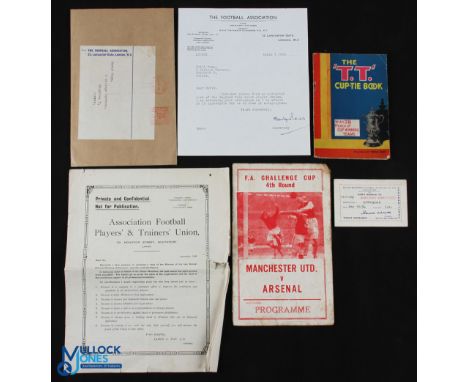 Football Ephemera and Collectables, to include 1962 FA Challenge Cup pirate programme, Manchester v Arsenal (abandoned match)