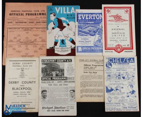 Selection of 1940s programmes to include 1945/46 Stoke City v Blackpool, 1946/47 Chelsea v Derby County, 1947/48 Stockport Co