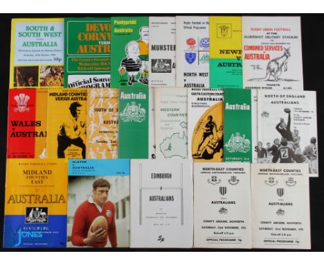Australia in the British Isles 1970s/80s Rugby Programme (21): Terrific wide selection. 1973 v SE Counties (scarcer, Bournemo