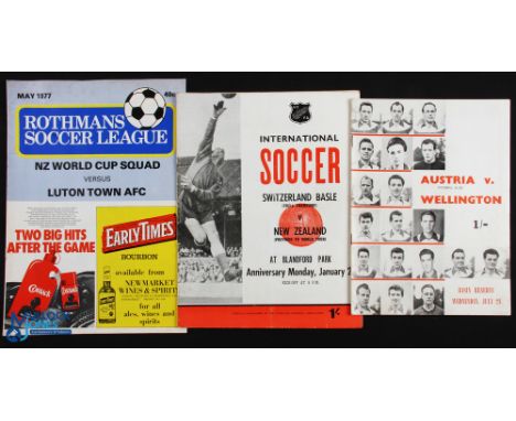 1964 New Zealand v Basle of Switzerland 27 January 1964, 1960s (undated) Wellington v FK Austria at the Basin Reserve, 1977 N