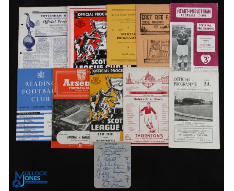 Football programme selection to include 1949/50 Tottenham Hotspur v Hibernian (friendly) (ph), 1950/51 Hearts v Motherwell (S