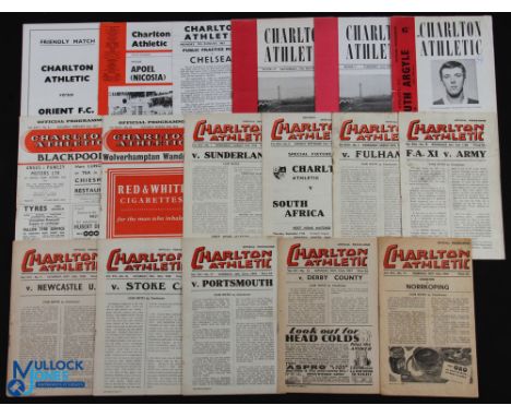 Collection of Charlton Athletic home programmes 1946/47 Norrkoping (friendly), 1947/48 Derby County, 1948/49 Stoke City, Port