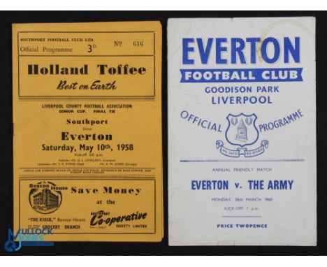 1959/60 Everton v The Army friendly match programme 4 page 28 March 1960; 1957/58 Southport v Everton Liverpool Snr Cup Final