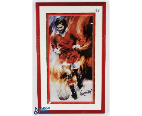 George Best Manchester United Signed Football Print signed with a signature George best (no COA) - #44cm x 71cm   