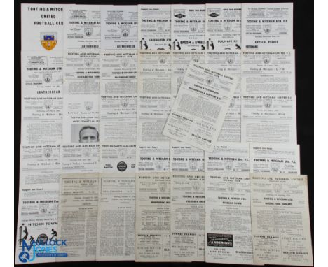 Collection of Tooting &amp; Mitcham home programmes 1950/51 Yarmouth, Wimbledon (FAAC), 1956/57 Bromsgrove Rovers (FAC), Ayle