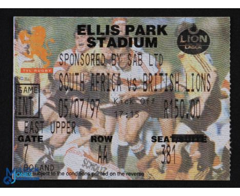 1997 British &amp; I Lions in S Africa Test Rugby Ticket: Another famously successful Lions tour and the Johannesburg Test on