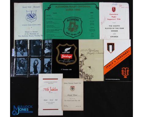 1927-2010 New Zealand Interest Rugby Menus etc (9): Sydney University v NZ Varsities, 1927; Wanganui v Australia, 1955, some 