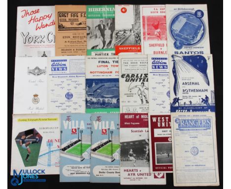 Selection of football programmes 1962/63 Dundee v AC Milan (European Cup s/f), 1958/59 Rangers v Hearts (SC), 1960/61 Aston V