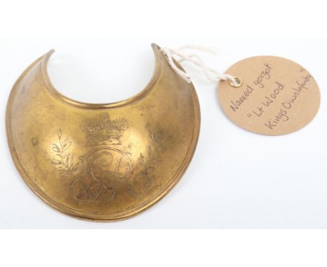 Georgian Universal Pattern Officers Gorget 1796-1830, good example of a copper gilt example with finely engraved crowned GR c