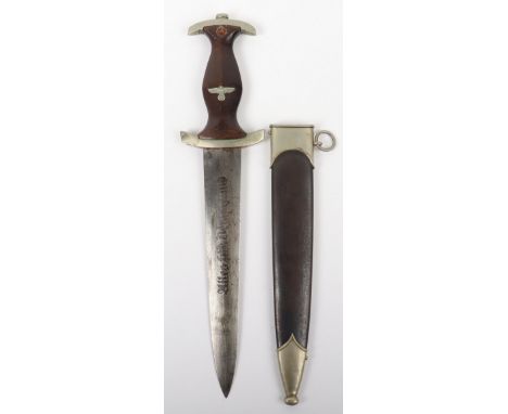 Third Reich SA Dress Dagger by F Herder Solingen, untouched example of a Third Reich SA dress dagger with dark brown grip ret