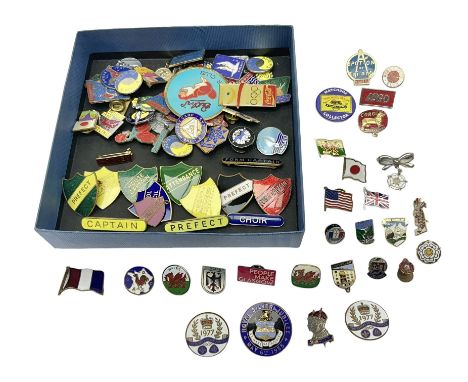 Collection of vintage  enamel badges, including Butlins, Olympic, Silver Jubilee, Dinky and Corgi examples
