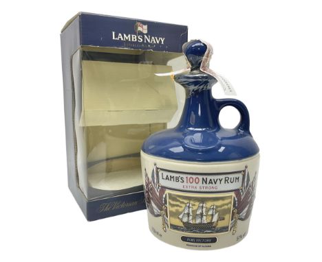 Lamb's 100 navy rum, 750ml, 57% vol, in a 'HMS Victory ceramic flagon and original box 